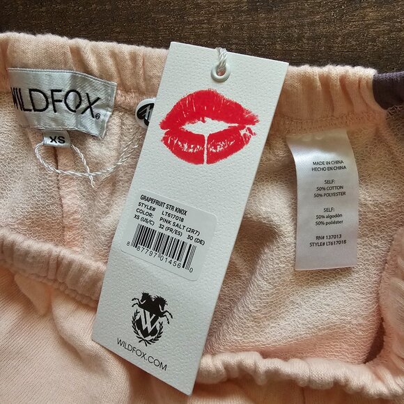 NWT! Wildfox Grapefruit Stripe Knox Sweatpants, XS, Pink Salt - Picture 5 of 6